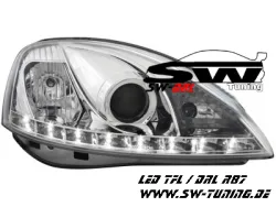SW-DRL headlights Opel Corsa C 01-06 LED DRL R87 chrome