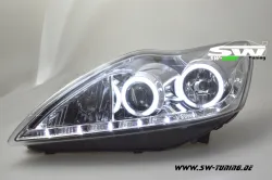 angel eye headlights Ford Focus Mk2 08-11 CCFL-halo rims chrome