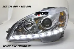 SW-DRL headlights suitable for Mercedes Benz C-Class W204 mit LED DRL 07-11 chrome