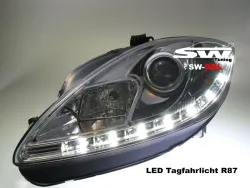 SW-DRL headlights Seat Leon 1P1 09-13 Facelift LED DRL R87 chrome