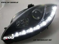 SW-DRL headlights Seat Leon 1P1 09-13 LED DRL R87 black