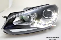 SW-DRL Scheinwerfer passend für VW Golf 6 Typ 5K1 08-13 LED Tagfahrlicht black