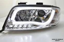 SW-LTube headlights Audi A6 4B FL 01-04 LED Lighttube chrome