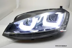 SW-DRLtube Scheinwerfer VW Golf VII 12-15 LED TFL R87 Chrome-Line black
