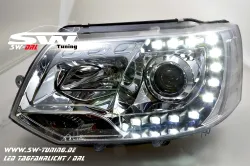 SW-DRL Scheinwerfer VW T5 GP Facelift Typ 7H 09-14 LED Tagfahrlicht R87 chrom
