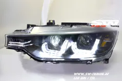 SWDRLtube Angel Eye headlights BMW 3 Series F30 / F31 12-15 LED U-Lighttube DRL black