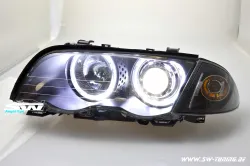 Angel Eye Scheinwerfer passend für 3er BMW E46 Lim/Touring 98-01 High LED Standlichtringe black