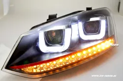 SW-Light Scheinwerfer VW Polo V 6R 6C 10-17 LED U-Tube Standlicht black RED-Line
