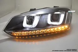 SW-Light Scheinwerfer VW Polo V 6R / 6C 10-17 LED U-Tube Standlicht / Wischblinker Black