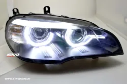 SW-DRLtube Angel Eye Xenon Scheinwerfer für BMW X5 E70 07-10 High U-LED-TFL Black (für AFS-Version)