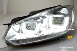 SW-DRLtube Scheinwerfer VW Golf VI 08-12 Dynamischer Blinker LED TFL U-Lighttube chrom